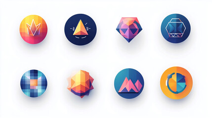 Poster - Geometric shapes icon set vector design colorful abstract modern style logo illustration for web and app design