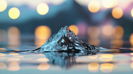 Poster - Abstract representation of a mountain peak in reflective water Generative AI