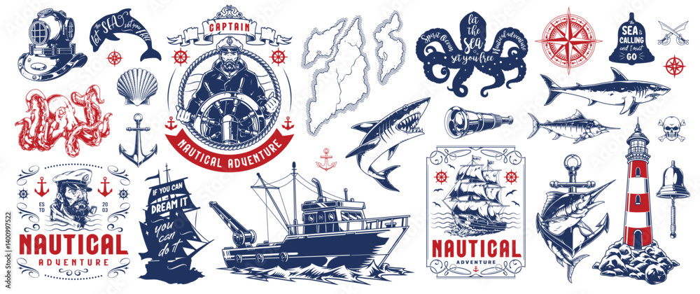Nautical adventure design with marine flair Stock Vector | Adobe Stock