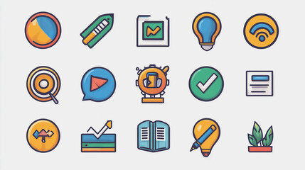 Fototapete - Vector icon set for business and education design elements with creative and modern style design