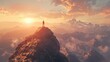© flurik - A Solitary Figure Contemplates Vast Mountain Range at Sunset