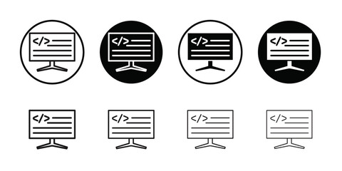 Coding icon Vector flat thin line illustration