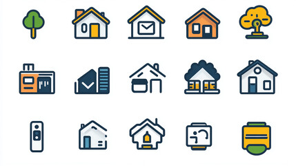 Poster - Real estate icons set vector graphic design elements for property business and construction company logo design