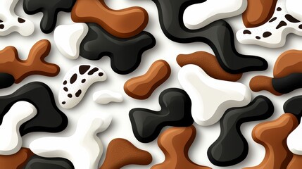 Poster - Colorful abstract painting with a cow print. The painting is a mix of black, white, and brown colors