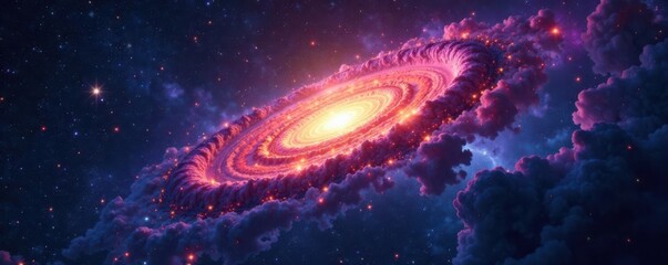 Celestial showcase on inky blackness, constellation, galaxy, astronomy