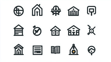 Poster - Minimalist Icon Set: A collection of clean, simple icons, perfect for digital design, user interfaces, and creating versatile visual elements.