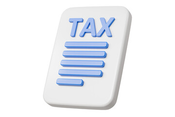 Poster - 3d Tax deduction form icon. Income tax, accounting and financial management, VAT and property taxes concept. Online tax documents. Minimal cartoon tax document business finance economy. 3d render.