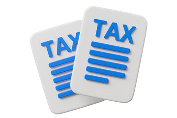 Poster - 3d Tax deduction form icon. Income tax, accounting and financial management, VAT and property taxes concept. Online tax documents. Minimal cartoon tax document business finance economy. 3d render.