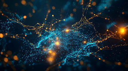 Poster - Abstract Digital Network Design With Glowing Lights