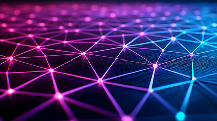 Poster - Abstract Network Design With Glowing Lines And Dots