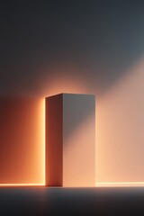 Poster - empty podium bathed in volumetric lighting minimalistic setting