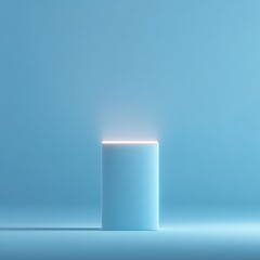 Poster - empty podium illuminated by soft volumetric lighting in minimalist setting