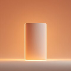 Poster - empty podium illuminated by soft volumetric lighting in minimalist setting