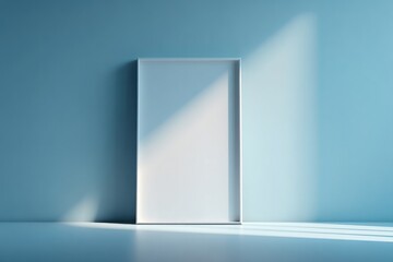 Poster - empty frame mounted on blank wall in spacious modern minimalist interior surroundings allow for ample copy space