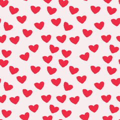 Poster - The image features a repeating pattern of red hearts on a light pink background. The hearts are hand-drawn, giving them a slightly irregular and imperfect look.
