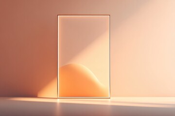 Poster - minimalist empty frame stands upright against bright uncluttered background