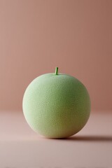 Poster - showcase single fresh honeydew melon on smooth solid pastel-colored background