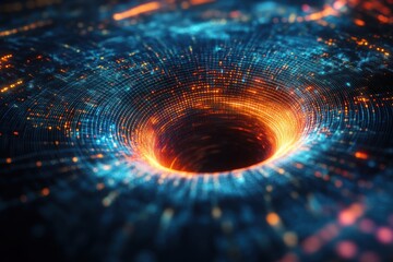 exploring the mysterious realms of a luminous black hole surrounded by vibrant cosmic patterns in th