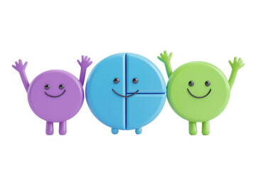 Poster - Cute illustration of colorful circle characters with happy faces waving their arms