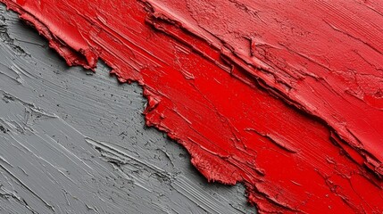 Poster - Painting of a red and gray line with red paint. The painting has a rough, textured appearance