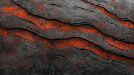 Fototapete - Rocky surface with a red line running through it. The red line is the only thing that stands out in the image