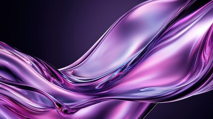 Poster - Purple Abstract: Luminous waves in shades of violet, showcasing fluid motion and iridescent reflections.