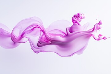 Poster - Abstract Flow: Delicate pink fabric and paint create a dynamic and eye-catching composition against a white backdrop.