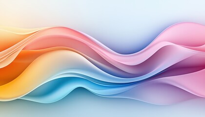 Poster - Abstract flowing waves of orange, pink, and blue creating a sense of motion and tranquility.