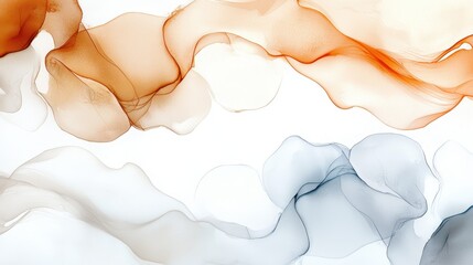 Poster - Abstract fluid art in warm and cool tones creates a flowing, dynamic composition against a white backdrop.