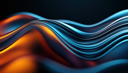 Poster - Abstract: flowing lines of blue and gold creating a mesmerizing, dynamic visual effect on dark background