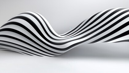 Poster - Wavy black and white striped pattern in a smooth, continuous flow, creating a dynamic, abstract design.