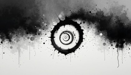 Poster - Dynamic abstract swirl design digital art black and white modern aesthetic close-up view conceptual expression