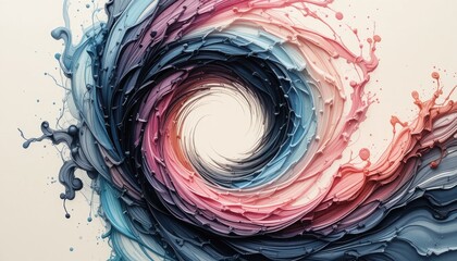 Poster - Dynamic swirl of colorful paints creating a vortex effect art studio digital artwork abstract environment close-up view creative concept