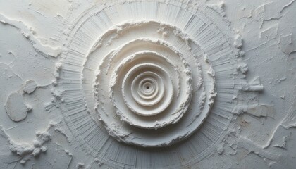 Poster - Exploration of spiral patterns in minimalist white art installation contemporary art gallery visual artwork indoor environment aerial view abstract concept