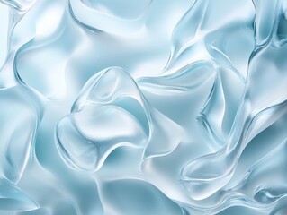 Poster - Elegant, translucent ripples of light blue and white, flowing like water and melting like ice in soft light.