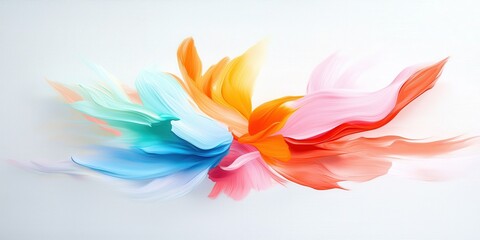 Poster - Abstract arrangement of vibrant brushstrokes in shades of blue, orange, pink, red and yellow colors