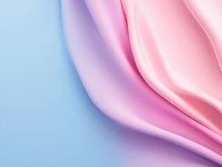 Poster - Pastel-toned fabric drapes elegantly, blending blue, pink, and purple hues in soft, flowing waves.