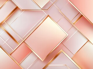 Poster - Geometric pattern with rose and gold colors, an abstract art with clean lines and a soft color palette.