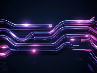 Poster - Illuminated Abstract Metallic Circuit Design with Bright Blue and Purple Hues Against a Dark Background