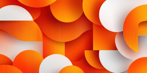 Poster - Abstract design featuring circular and rectangular geometric shapes with orange and white color palette.