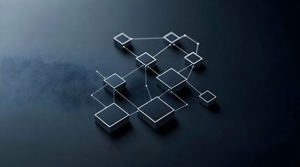 Poster - Abstract Network Of Connected Cubes In Dark Background