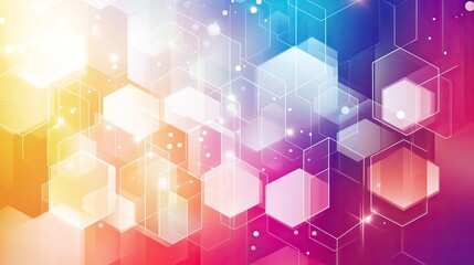 Aufkleber - Vibrant Hexagonal Shapes with Colorful Background and Soft Glow