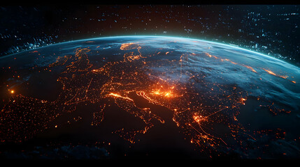 Poster - Global Night View With City Lights And Fires