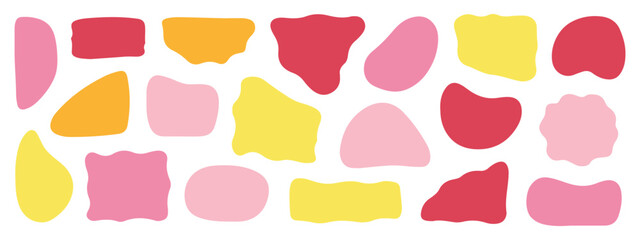 Leinwandbilder - Abstract organic shape round irregular form set. Liquid organic blob curve fluid shape figure. Abstract liquid bubble, wavy different form. Soft round oval pattern background. Vector eps file