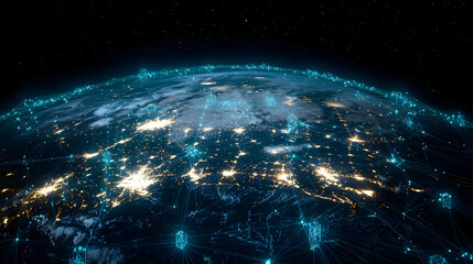 Poster - Global Network Of Illuminated Cities On Earth Globe At Night