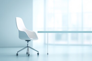 Poster - ergonomically designed office desk and chair set in modern workspace featuring sleek lines and contours providing ample