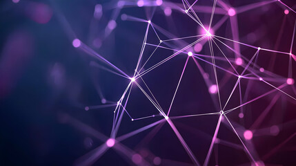 Poster - Abstract Digital Network Design With Purple Pink Lines And Dots