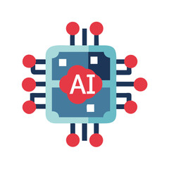 Poster - AI Chip Icon Design in Flat Style with Vibrant Colors  