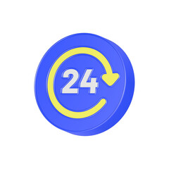 Poster - 24h icon 3d rendering support symbol