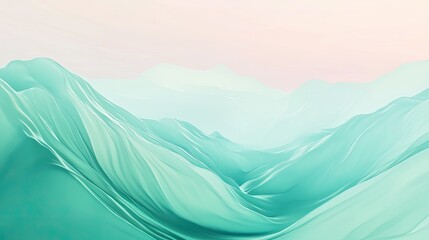 Poster - Serene Abstract Landscape with Soft Turquoise Waves and Gradients